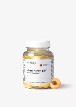 VENIRA kostičky pro vlasy, nehty a pleť, 120 tablet, 60denní kúra, meruňka